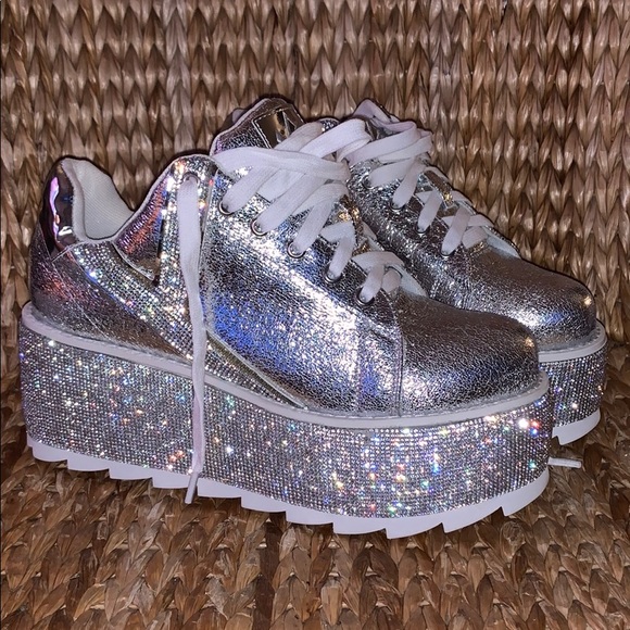 NIB YRU 💎Crystal LaLa Platform Sneakers💎💧 - Picture 2 of 8